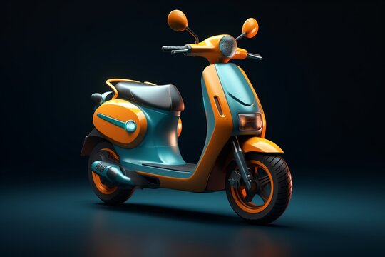 a blue and orange scooter