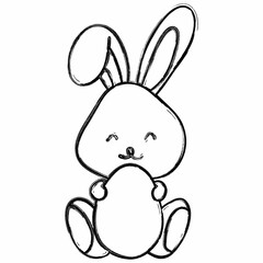 Rabbit with egg drawing holiday decoration.