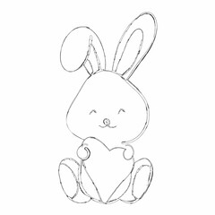 Rabbit with heart drawing holiday decoration.