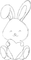 Rabbit with egg drawing holiday decoration.