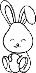 Rabbit with egg drawing holiday decoration.