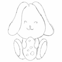 Rabbit with egg drawing holiday decoration.