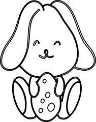 Rabbit with egg drawing holiday decoration.