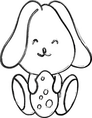 Rabbit with egg drawing holiday decoration.