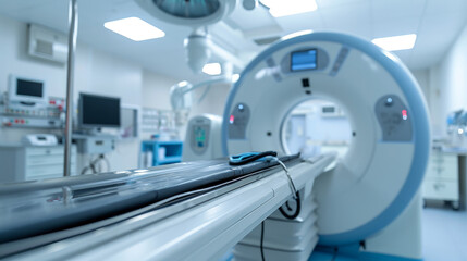 Fototapeta premium The forefront of healthcare technology with advanced diagnostic equipment in a medical facility, designed for precision medicine in a professional setting.