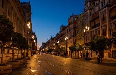 Fototapeta na wymiar a splendid night in the center of Seville the capital of Andalusia