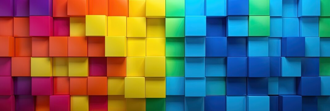 Colorful cubes spectrum, mosaic textured background of rainbow colours