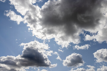 clouds in the blue sky in cloudy windy weather