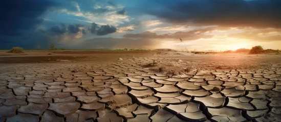 Tragetasche The land is cracked the rain does not fall in season There was a drought due to global warming concept of change and global warming. Creative Banner. Copyspace image © HN Works