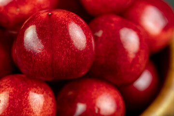 delicious sweet cherries on a slate board