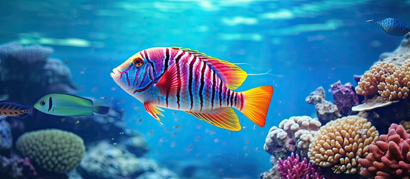 Tropical Fish on Coral Reef in the Red Sea. Creative Banner. Copyspace image