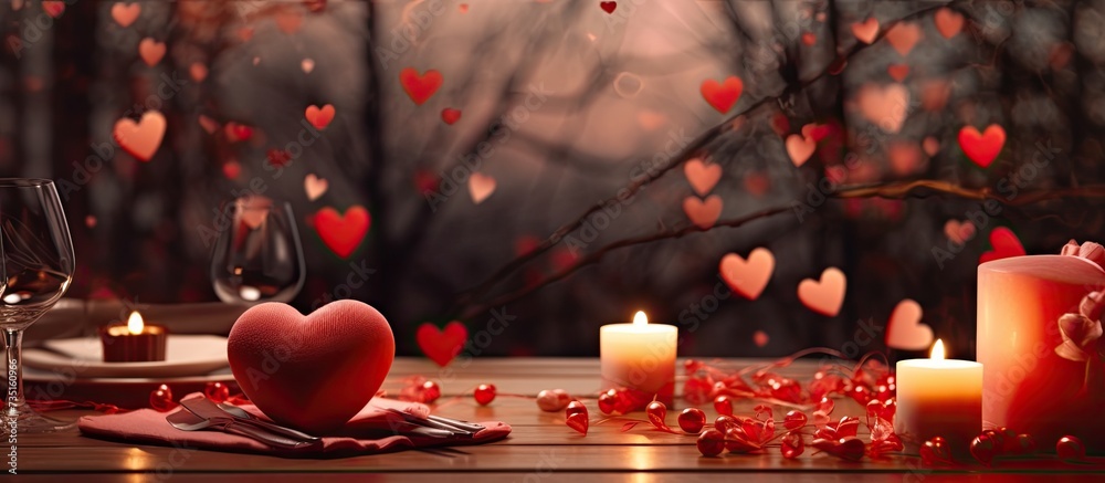 Aufkleber romantic table setting for valentines day. creative banner. copyspace image
