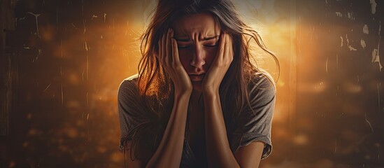 Sad thoughtful teen girl sits on chair feels depressed offended or lonely upset young woman suffers from abuse harassment or heartbreak grieving lady or violence victim has psychological proble