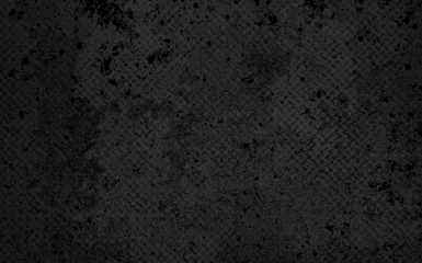 Foto op Plexiglas dark black rusty on grey checkered steel plates texture, old anti slip floor background. abstract rusty texture in grunge background for industrial design concept. © WONGSAKORN