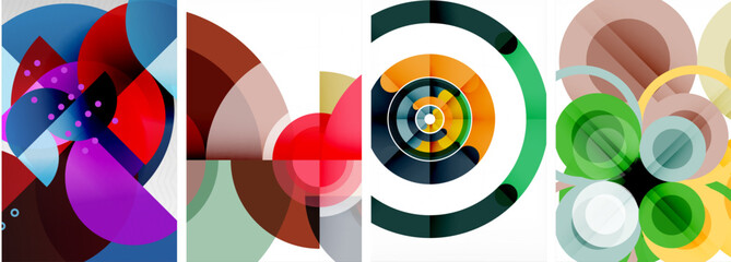 Obraz premium Set of circles geometric abstract posters. Abstract backgrounds for wallpaper, business card, cover, poster, banner, brochure, header, website