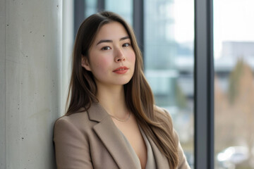 Fototapeta premium Woman, employee and business portrait in an office for management, entrepreneur and corporate planning. Confident, female executive standing alone for marketing, strategy and leadership in workplace