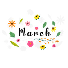Fototapeta na wymiar hello march vector illustration background. it is suitable for card, banner. or poster