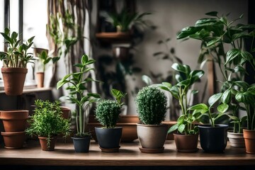 Some small plants in the living room