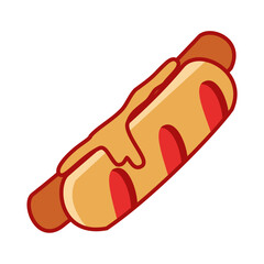 Hotdog icon with sausage isolated on white background. Vector image