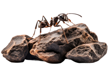 Ant on Stone Surface isolated on transparent Background