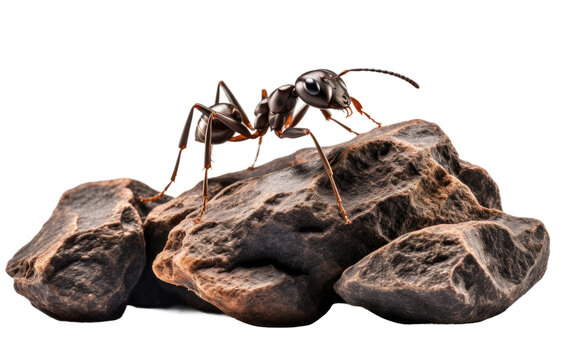 Ant on Stone Surface isolated on transparent Background
