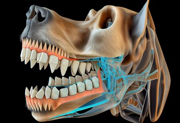 Dog upper teeth Anatomy For Medical Concept 3D. Generative AI