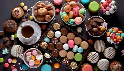 Pastry tools with sweets for Easter celebration