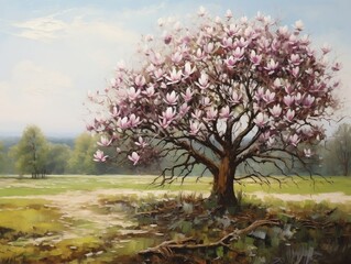 Obraz na płótnie Canvas Magnolia tree with pink flowers