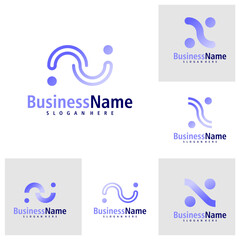 Set of Letter N logo design vector. Creative Initial N logo concepts template