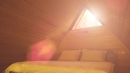 Bungalow bedroom with sunshine