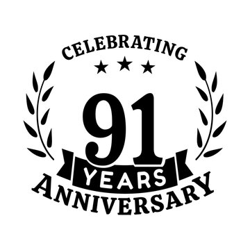 91st anniversary celebration design template. 91 years vector and illustration.