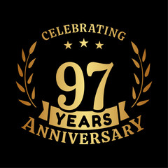 97th anniversary celebration design template. 97 years vector and illustration.