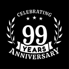 99th anniversary celebration design template. 99 years vector and illustration.