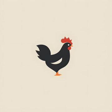 Minimalist Chicken Logo, Flat Logo Vector of a Chicken