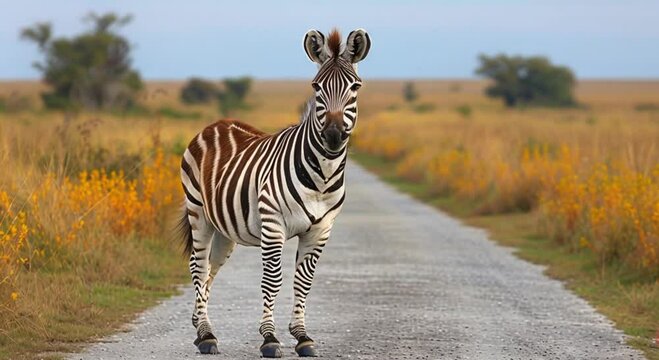 zebra on the road footage