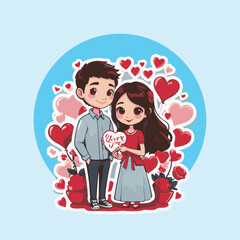 friend couple love romance vector illustration logo