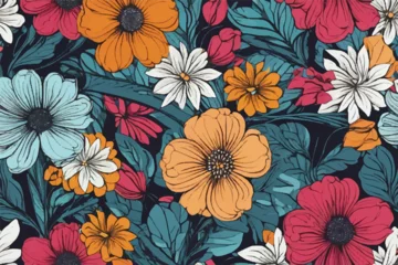 Foto op Canvas Colorful Floral Background. Abstract Floral art. Beautiful vintage floral pattern art and design. Abstract flower art illustration. vector illustration background crafted for textile or print. © Usama