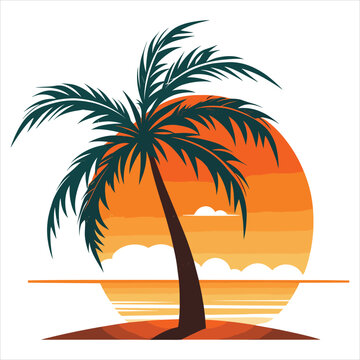 simple palm tree logo vector white background