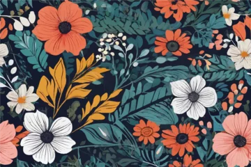 Foto op Plexiglas Colorful Floral Background. Abstract Floral art. Beautiful vintage floral pattern art and design. Abstract flower art illustration. vector illustration background crafted for textile or print. © Usama