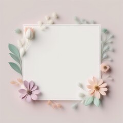 Minimalist floral border, central white space for text or design.
