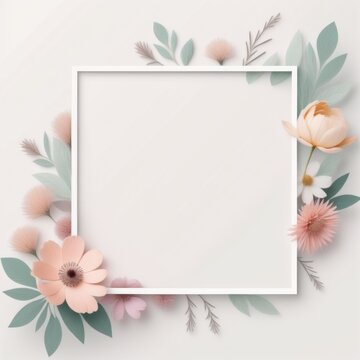 Minimalist floral border, central white space for text or design.