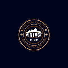 Fototapeta na wymiar Mountain vintage logo label vector illustration