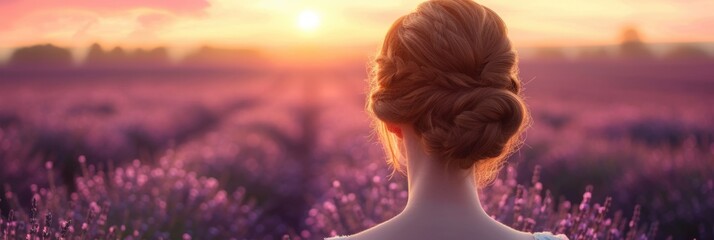 Women's hairstyle among lavender