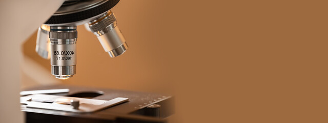 microscope lens is a scientific equipment for research using in laboratory of biology, chemistry...