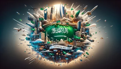 Deurstickers Beautiful illustration for celebrating saudi arabia's founding day. © Milano