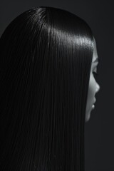 Silky, smooth, straight hair of a woman with a neat haircut