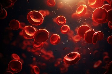 Macro blood cells in human body, anatomy poster - obrazy, fototapety, plakaty