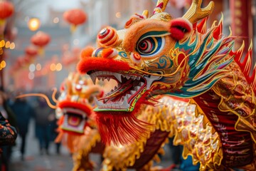 Fototapeta na wymiar Chinese New Year festival with dragon