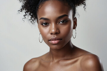 beauty portrait a black young woman in the studio