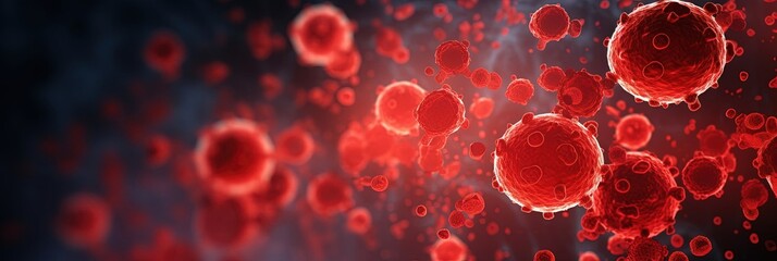 Wide medical banner, vibrant red blood cells